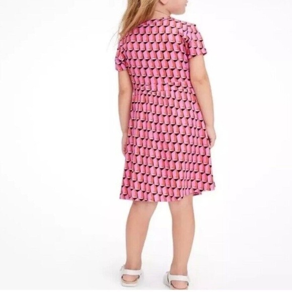 DVF for Target Kids Short Sleeve Pink Modern Geo faux wrap dress size 6/7 - Picture 3 of 11